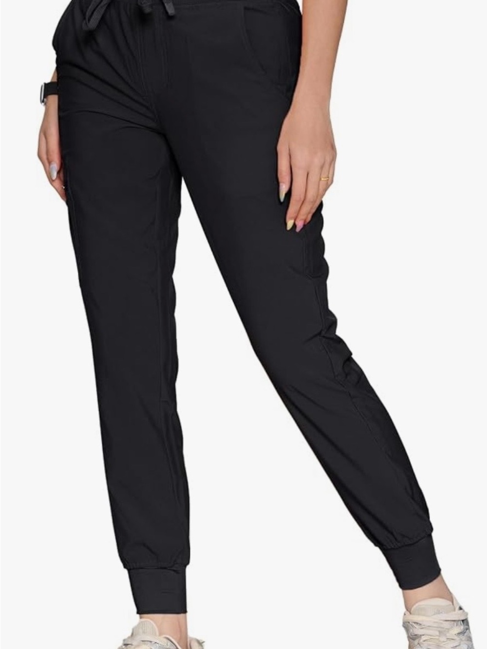 Relaxed Black Women's Joggers with Back Patch Pockets